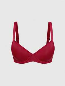SHAPORA 3pcs Spaghetti Strap Solid Color Bras & Wireless Bras (Red + Dark Grey + Blue) - Multicolor - View 9