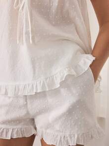 Ocili 100% Cotton Embroidered Soft & Comfortable Bow Pajama Set For Women - White - View 6