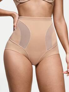 SHAPORA 1 pieza Bragas moldeadoras de cintura alta de unicolor para mujer - Albaricoque - Ver 2