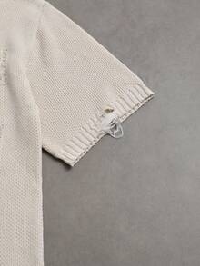 Manfinity EMRG Men's Solid Color Distressed Short Sleeve Knit Top - Apricot - View 6