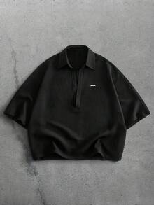 GENTILAND Men's Black Short Sleeve Button-Up Shirt, Relaxed Fit, Minimalist Summer - Black - View 2