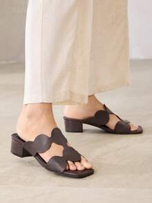 MOTF SANDALIA DE TACÓN ALTO PARA MUJER, SIMPLE Y GENEROSA, MODERNA Y VERSÁTIL, CASUAL PARA EL TRABAJO Y EL DESPLAZAMIENTO - Café integral - Ver 6