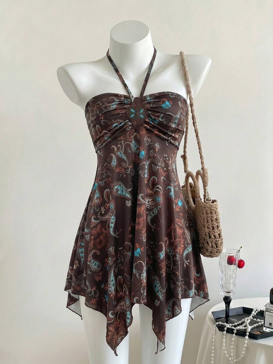 Elamini Gaun Liburan Wanita Bermotif, Aneka Warna - MultiWarna - View 1