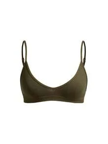 Ocili Seamless Ribbed Elastic Wireless Bra, Comfortable Women's Underwear - Dark Green - View 8