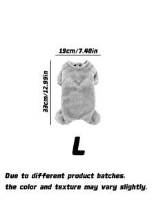 1 Piece Pet Plush Four-Legged Clothes, Solid Color Windproof Warm Outfit, Dog Sweater Hoodie, Suitable For Cats & Puppies In Autumn And Winter - Grey - View 14