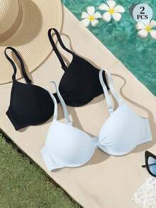 DesireSculpt Women's Underwire Casual Comfortable Push-Up Bra 2pcs Set - Multicolor - View 8