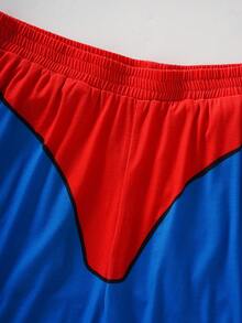 SUPERMAN X SHEIN Men's Print Top And Shorts Loungewear Set - Blue - View 7