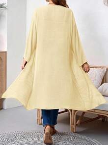 EMERY ROSE Chaqueta casual de vacaciones de talla grande de unicolor - Amarillo claro - Ver 2