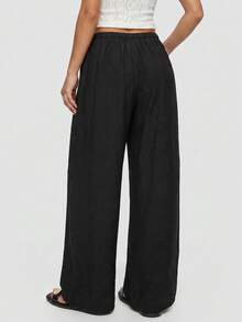Avantive Women's Solid Color All-Match Versatile Drawstring Loose Casual Long Pants 2pcs - Multicolor - View 2