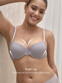 Bralution 3pcs Women Wireless Bras, Minimalist Casual Gathering Cup Brassiere - Multicolor - View 3