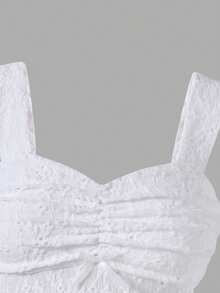 Girls' Summer Hollow Out White Casual Cute Vacation Tank Top Formal Party - White - View 3