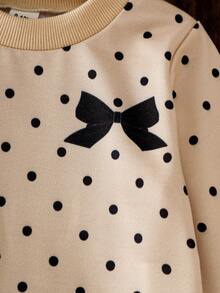 SHEIN Sweatshirt Bayi Perempuan Modis dengan Bordir dan Hiasan Renda di Bagian Bawah - Aprikot - View 9