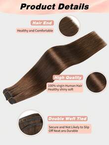 Seamless Natural Blending Brown 100g Sew In Hair Extensions Real Human Hair Black 22inch Remy Double Weft Hair Extensions For Volume And Length - S4 - View 6