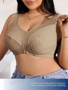SHEIN 1 pieza Sujetador inalámbrico cómodo de talla grande - Albaricoque - Ver 6