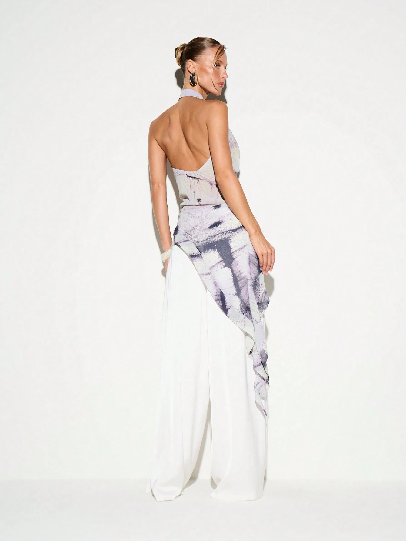 Chiffon Halter Neck Cami With High Low Hem