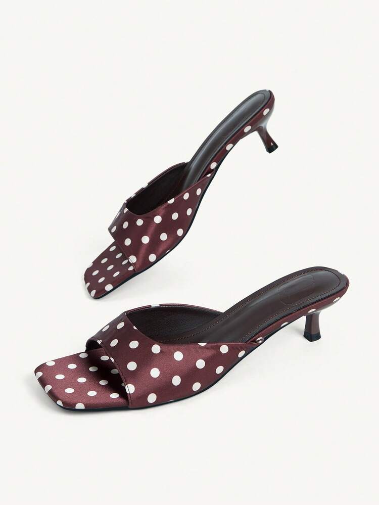 CUCCOO CHICEST Women Shoes Spring And Summer New Brown Polka Dot One-Piece Open-Toed Women's High-Heeled Sandals Slippers Simple Fashion Elegant And Comfortable Vers