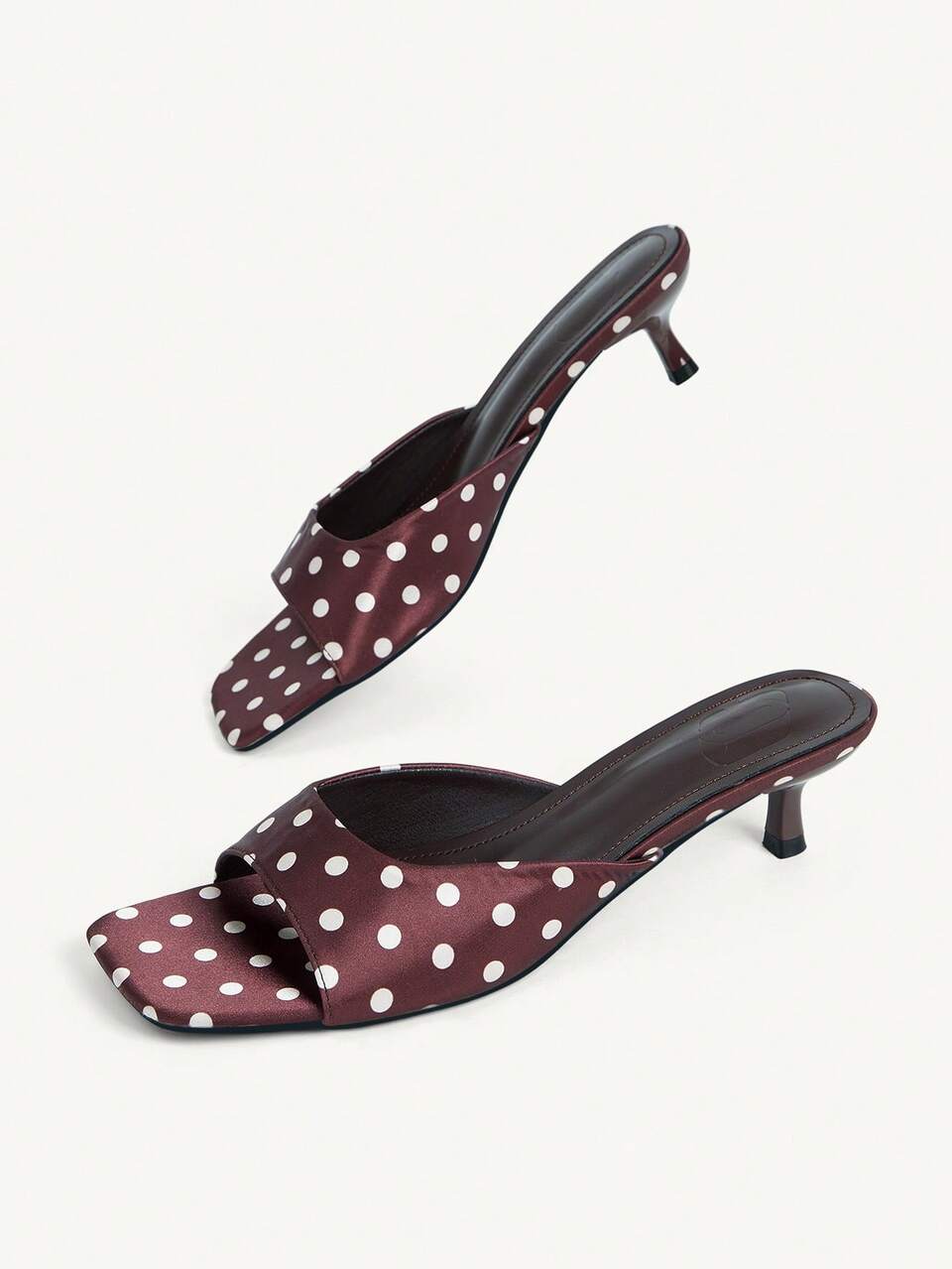 CUCCOO CHICEST Women Shoes Spring And Summer New Brown Polka Dot One-Piece Open-Toed Women's High-Heeled Sandals Slippers Simple Fashion Elegant And Comfortable Versatile