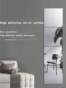 Unbreakable Acrylic Rounded Corner Full Length Wall Mirrors, Shatter-Proof, Suitable For Bedroom, Home Gym, Bathroom (Comes With Double-Sided Tape), Best Gifts For Birthday Graduation, Home Decor, Back To School Room Decor & School Supplies - size - View 5