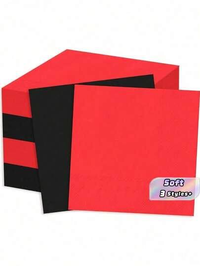 40/80/120 Servilletas de papel desechables rojas y negras para cócteles, bodas, cumpleaños, baby shower y fiestas