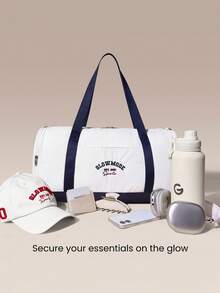 GLOWMODE Large 22L Water-Resistant GlowCarry Varsity Convertible Shoulder Crossbody Tote Bag With Interior Zipper Pocket Daily Casual Active - White - View 3