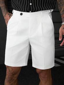 SLATEMANN Men's Summer Casual Versatile Solid Color Shorts - White - View 4