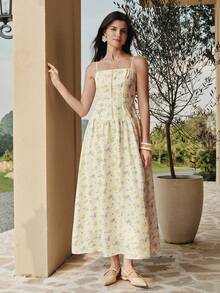 MOTF PREMIUM WOMEN'S PASTORAL VACATION HOLLOW LACE PATCHWORK DITSY FLORAL DRESS - Multicolor - View 2