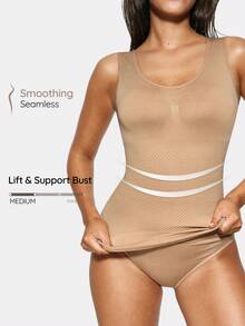 SHAPORA Women's Seamless Minimalist Shapewear Camisole, Basic Vest, Slimming Waist, Suitable For All Seasons - Apricot - View 1