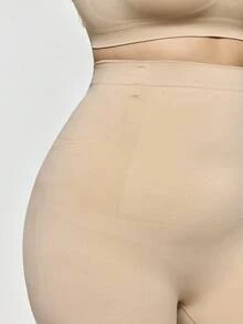 SHAPORA 大尺碼無縫高腰輕微塑身內褲 - 杏色 - 查看 6