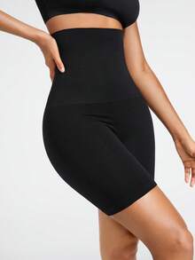 SHAPORA Pantalones Cortos Moldeadores De Cintura Alta De Color Liso - Negro - Ver 5