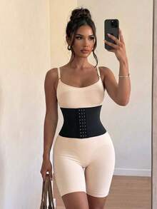 Sirith Women's Simple Solid Color Waist Cincher - Black - View 1