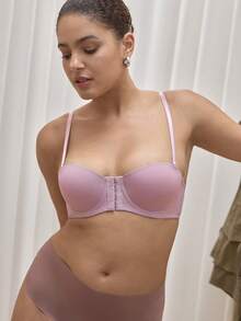 Bralution 3pcs/Set Multi-Color Balcony Bra Front Closure Push Up Bra, Convertible Spaghetti Strap & Spaghetti Strap - Multicolor - View 10