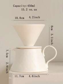 Zazumi Ceramic Pour Over Coffee Dripper, Ceramic Coffee Sharing Pot, Personalized Cream Style Coffee Cup, Coffee Gift Set For Best Friend, Coffee Filter Funnel Back To School - Multicolor - View 4