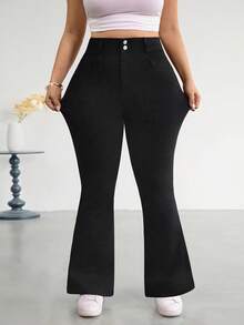 Firerie Plus Size Women High Waist Casual Versatile Flare Leg Jeans Summer Elegant Vacation Beach Wedding Graduation Going Out Black Jeans - Black - View 1