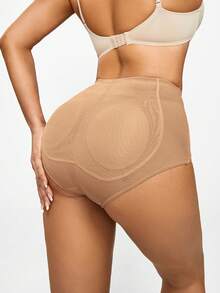 SHAPORA High Waisted Mesh Shapewear Panty Without Thong - Apricot - View 3