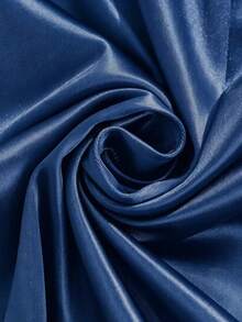 Franclia Women's Elegant Commuter V-Neck Bodycon Fitted Business Satin Stretch Glossy Metal Buckle Dress, Spring/Summer Inner Layer Dress - Navy Blue - View 6