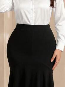 Graceveil Plus Size Women High Waist Bodycon Mermaid Flare Skirt Black - Black - View 4