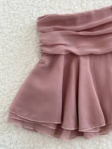 INAWLY Autumn Elegant Romantic Cute Solid Color Flowy Skirt Vacation Dusty Rose - Pink - View 6