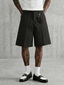 SIGLOCORE Pantalones cortos casuales versátiles con bolsillo de unicolor para hombres - Negro - Ver 11