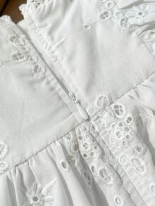 Cozy Pixies 女嬰裝飾蕾絲方領短袖收腰洋裝 - 白色 - 查看 6