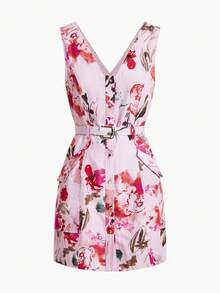 MOTF PREMIUM SPRING/SUMMER WOMEN'S LINEN PRINTED DRESS - Baby Pink - View 1