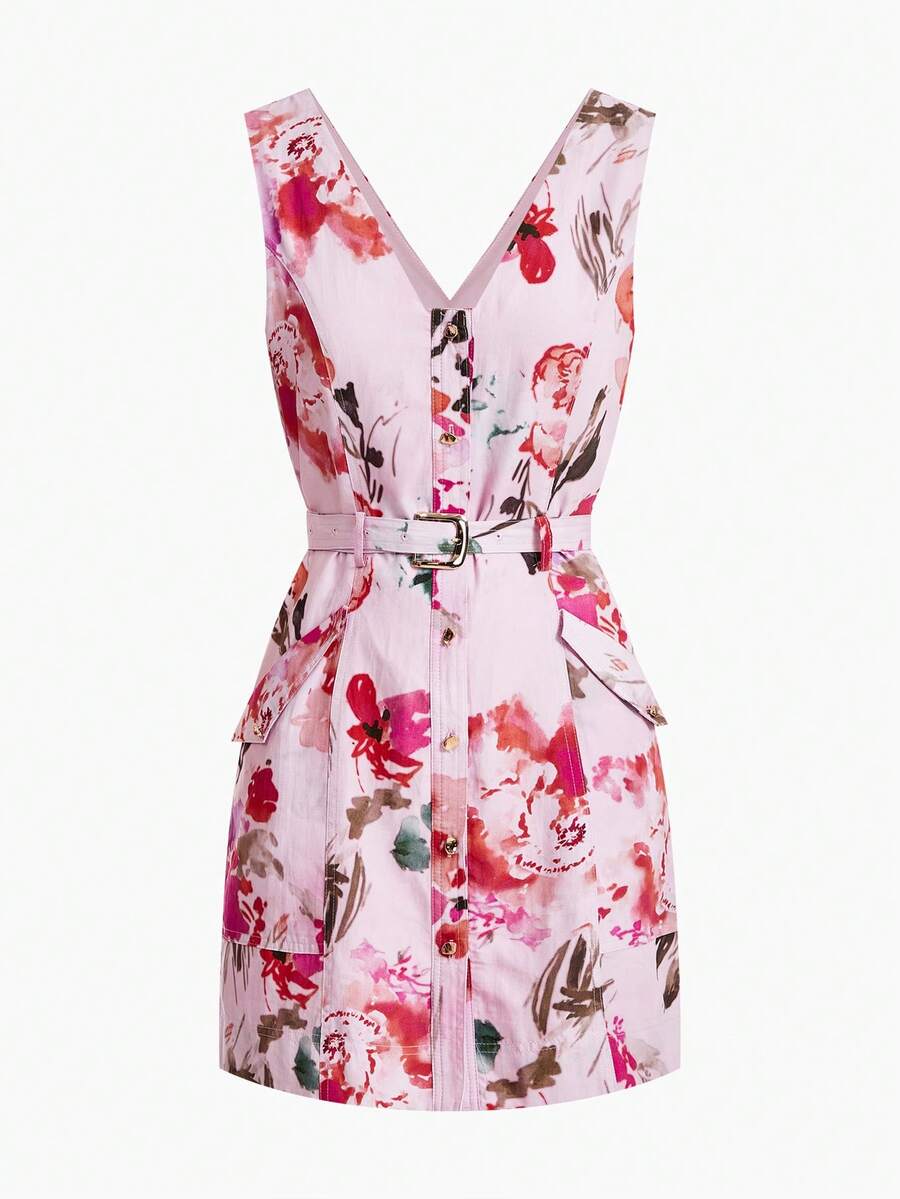 MOTF PREMIUM SPRING/SUMMER WOMEN'S LINEN PRINTED DRESS - Baby Pink - View 1