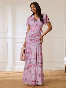 Lilora 女款優雅花卉洋裝，高級時尚百搭優雅洋裝，適合通勤、日常休閒出遊、聚會、約會、派對、休閒、出遊、假期、度假、夏季、假期旅行 - 彩色 - 查看 4