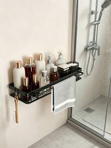 1-Piece Bathroom And Kitchen Storage Rack, Towel Rack, Shampoo And Cosmetic Storage Box, Shower Head Shelf, Sink Drain Rack - Black - View 2