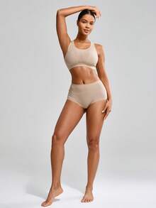SHAPORA Ladies' Solid Color Shapewear Set - Khaki - View 7