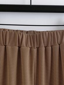 GlowEve CURVE 春夏秋棕色條紋刺繡通勤休閒大尺碼兩件組 - 棕色 - 查看 4