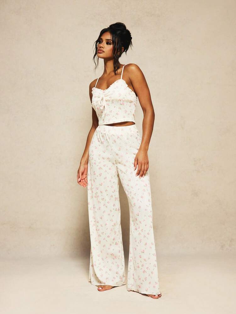MISSGUIDED X Carli Bybel Floral Cami Top And Wide Leg Trouser Set