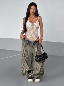 StreetHx Streetwear Summer Women's Lace Sheer Bodysuit - White - View 3