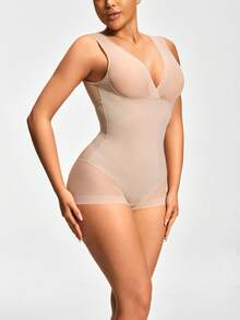 SHAPORA Women's Minimalist Solid Color Breathable Jumpsuit - Apricot - View 4