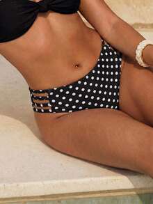 SHEIN Swim 1件波點印花性感比基尼泳褲 女款，海灘度假 - 彩色 - 查看 3