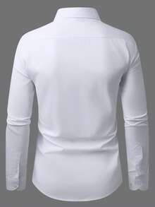 Manfinity Mode Men's Business Casual Versatile Solid Color Shirt, Ceremony - White - View 2
